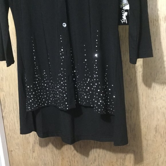 NWT Mango Tango Black tab sleeves Swarovski elements tunic style top size small - Picture 3 of 8